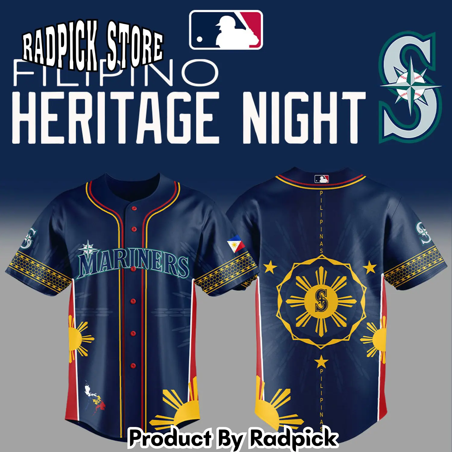 Radpick seattle mariners filipino heritage night  combo baseball jersey rp127128